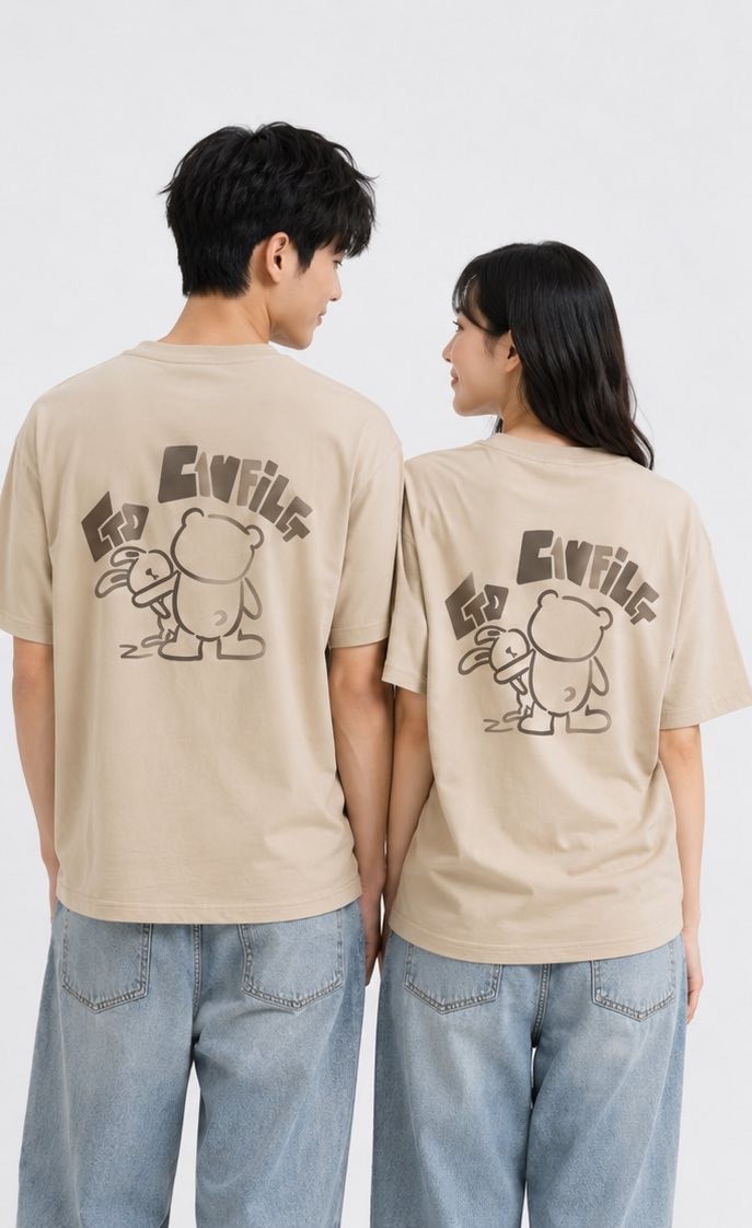 Evfile 塗鴉兔兔TEE 韓系情侶寬版上衣🐰
