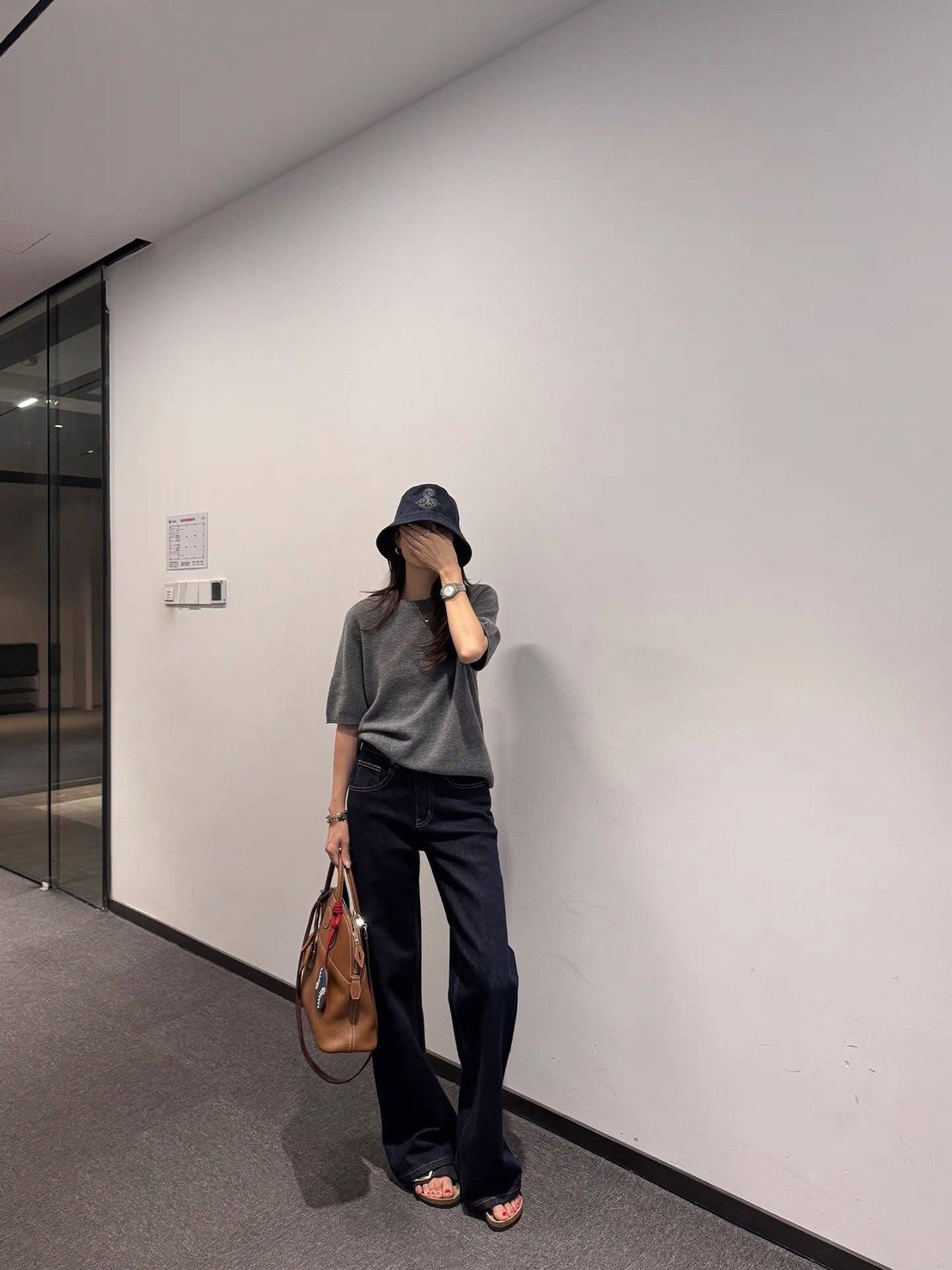 現貨 韓系簡約風寬口褲