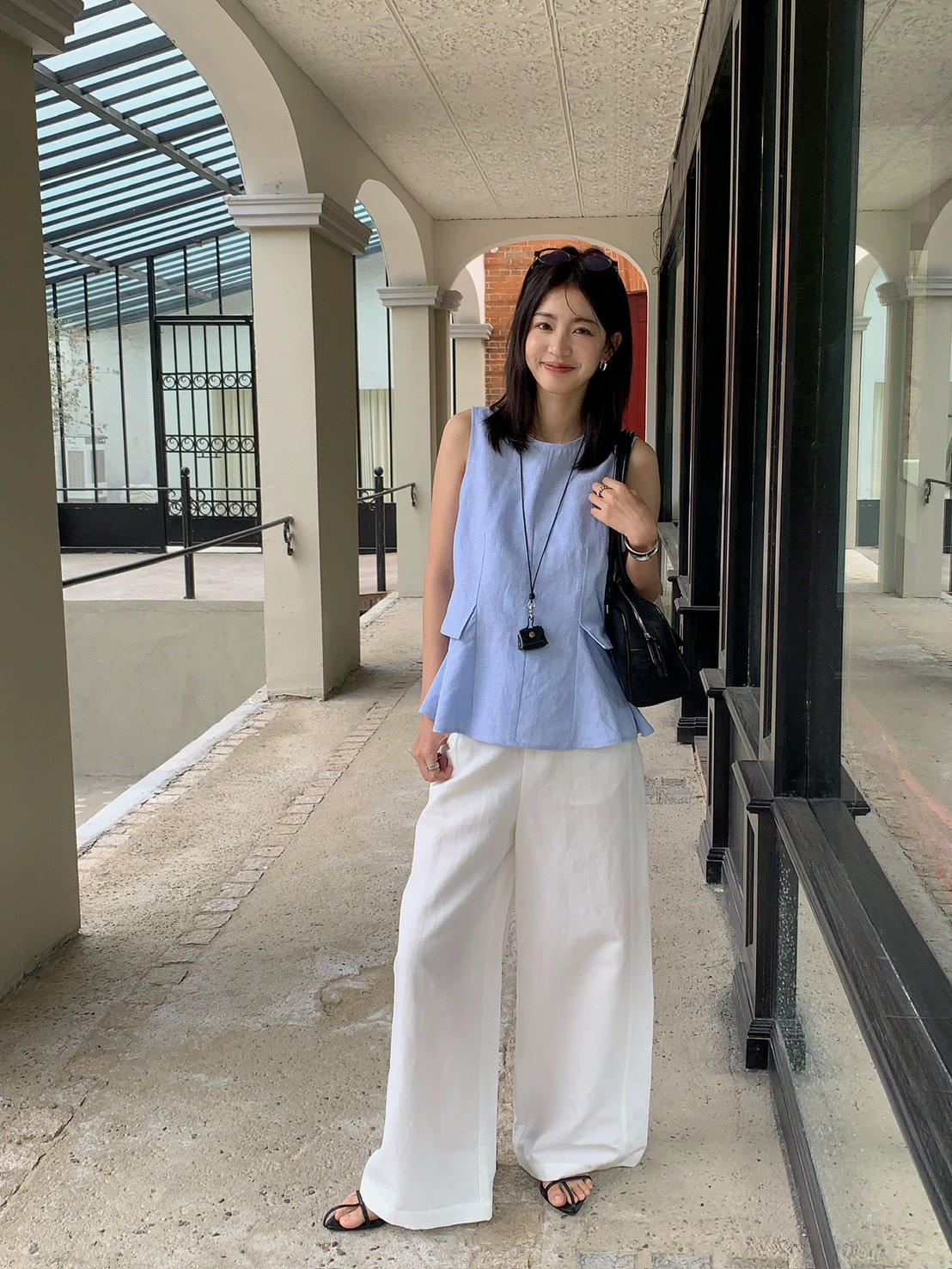 新款🌟夏季韓系涼感棉麻假口袋無袖上衣