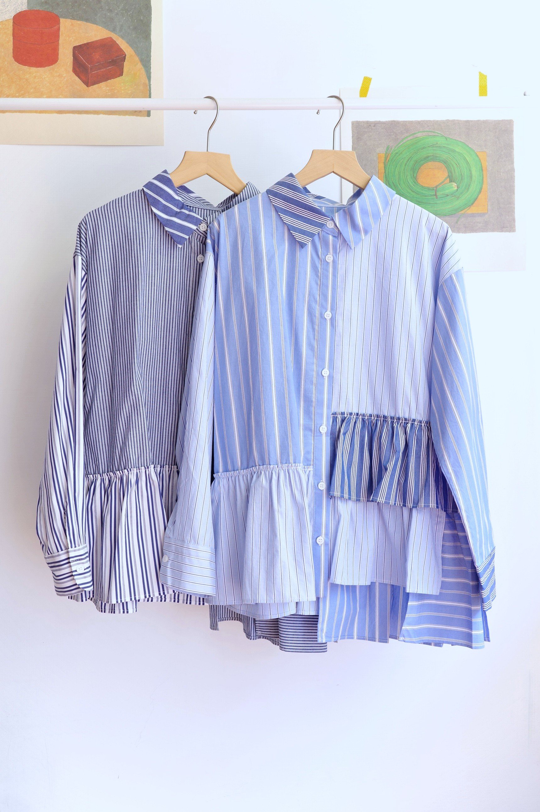 𓏭份量感和葉層次拼接襯衫