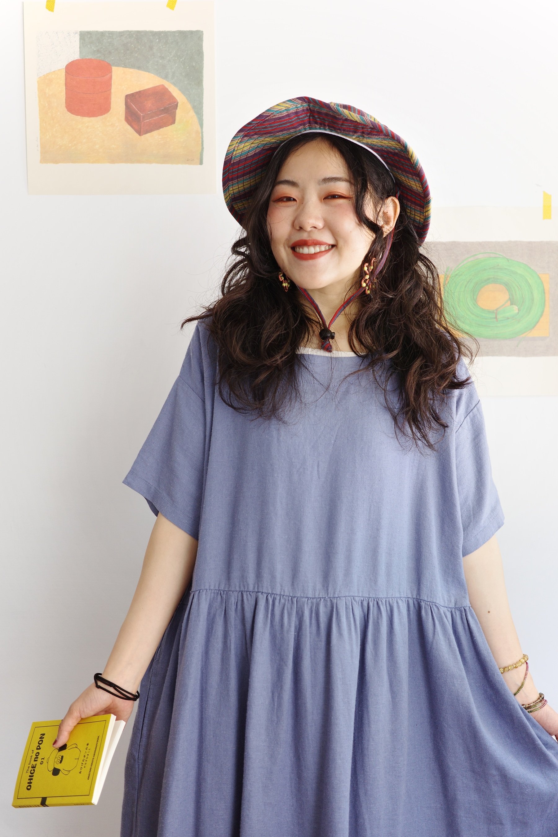 彩條織紋線條漁夫帽