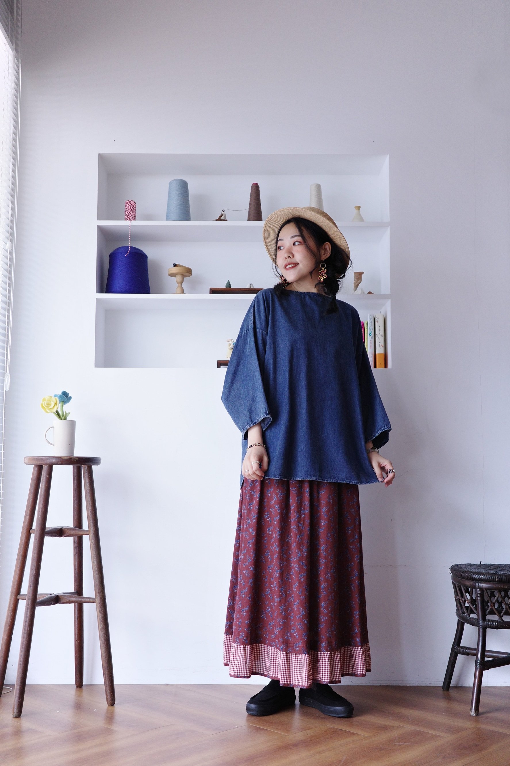 𓏭洗色丹寧七分袖簡約上衣