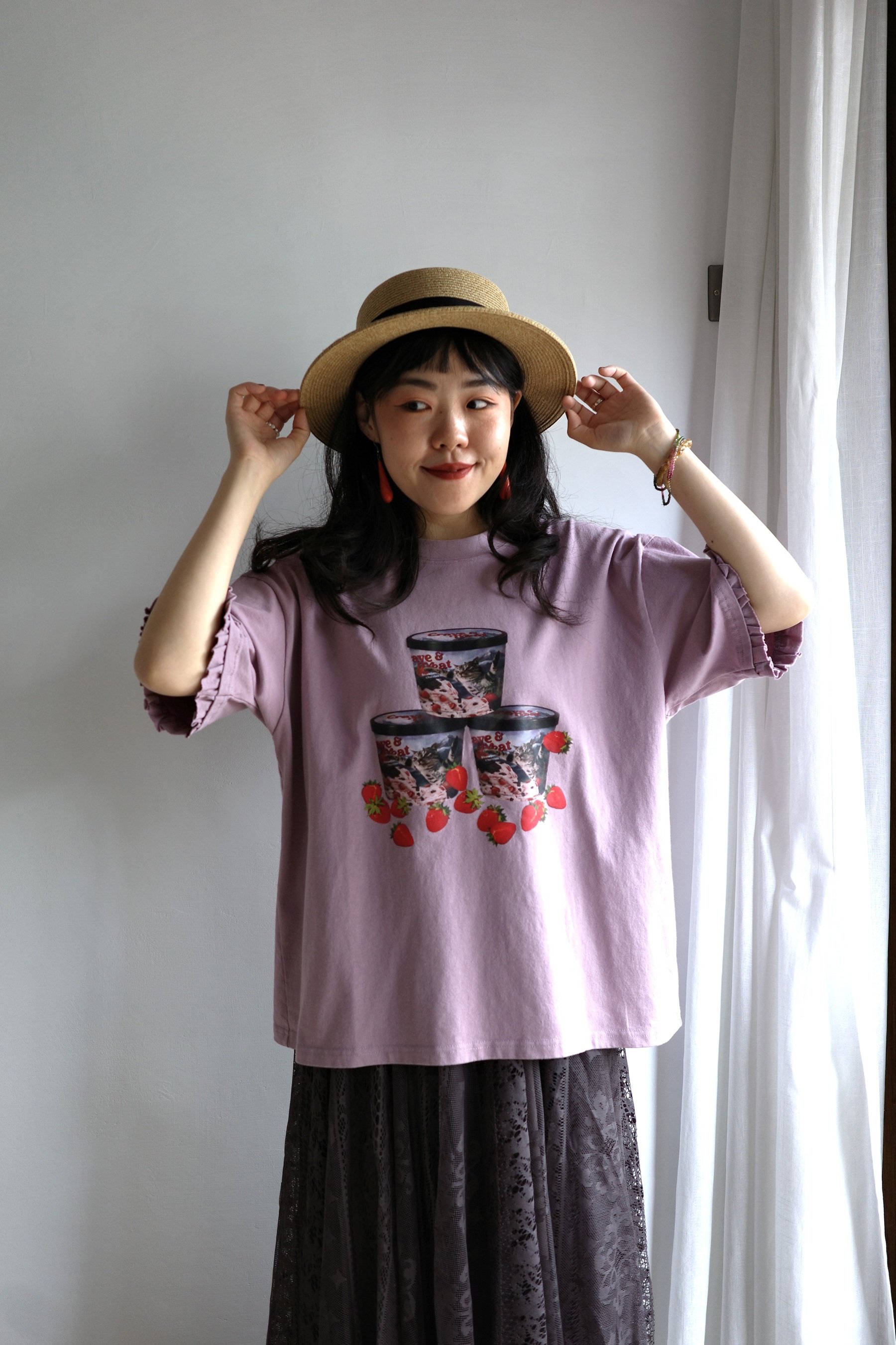 𓏭貓貓狗狗點心木耳袖口Ｔ-shirt