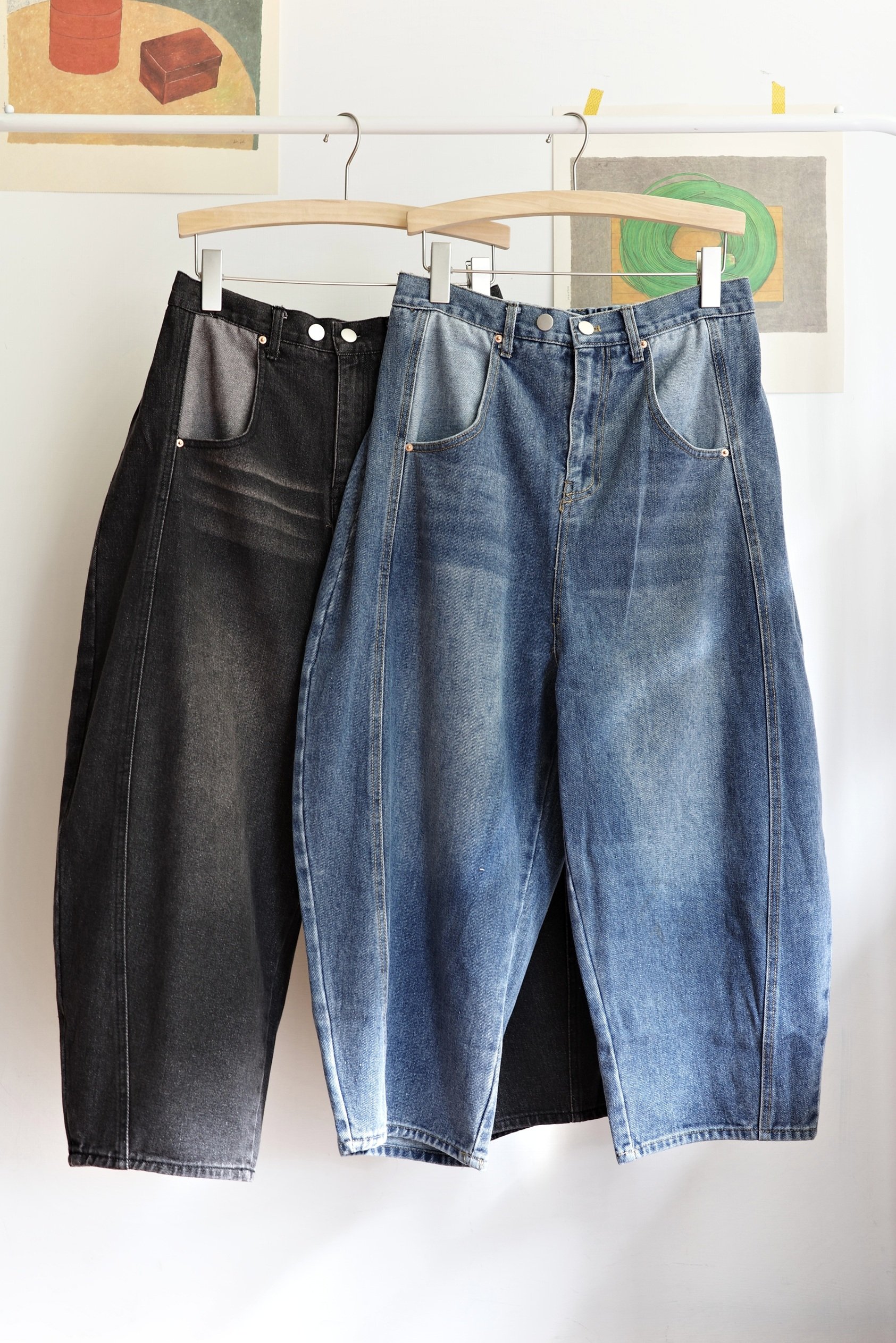 𓏭立體版型刷色雙扣丹寧褲