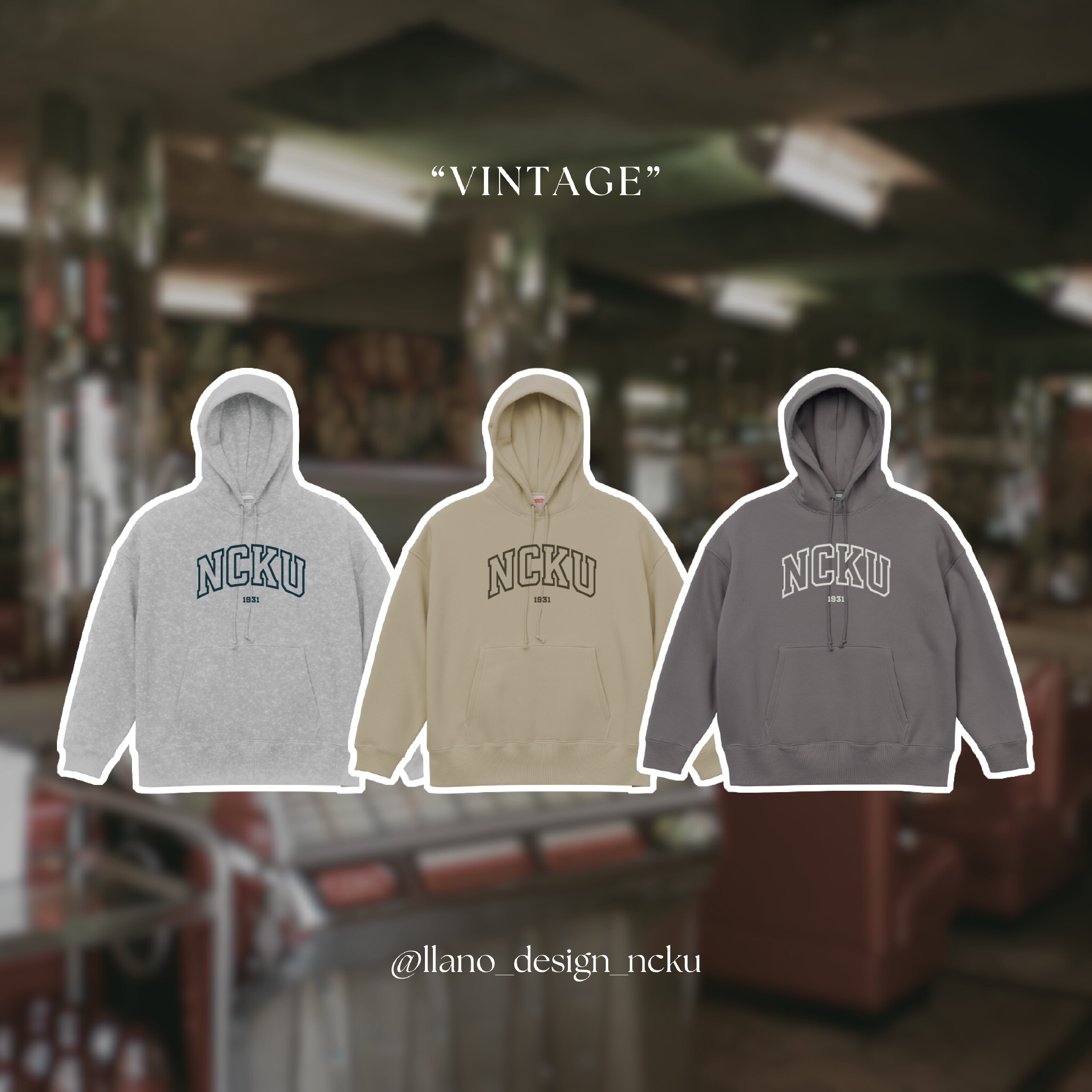 NCKU 落肩帽Ｔ－美式復古款