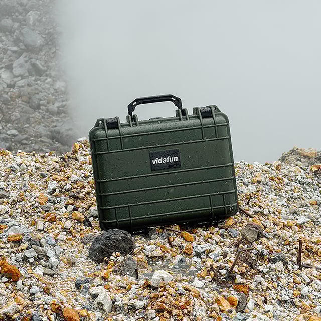 Vidafun V12 防水氣密抗撞提把收納工具箱 綠黑色