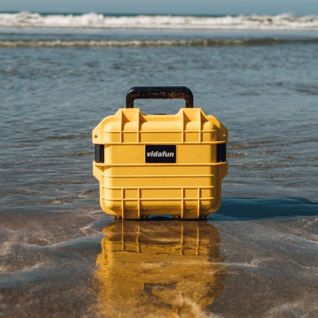 Vidafun V09 防水氣密抗撞提把收納箱 黃黑色