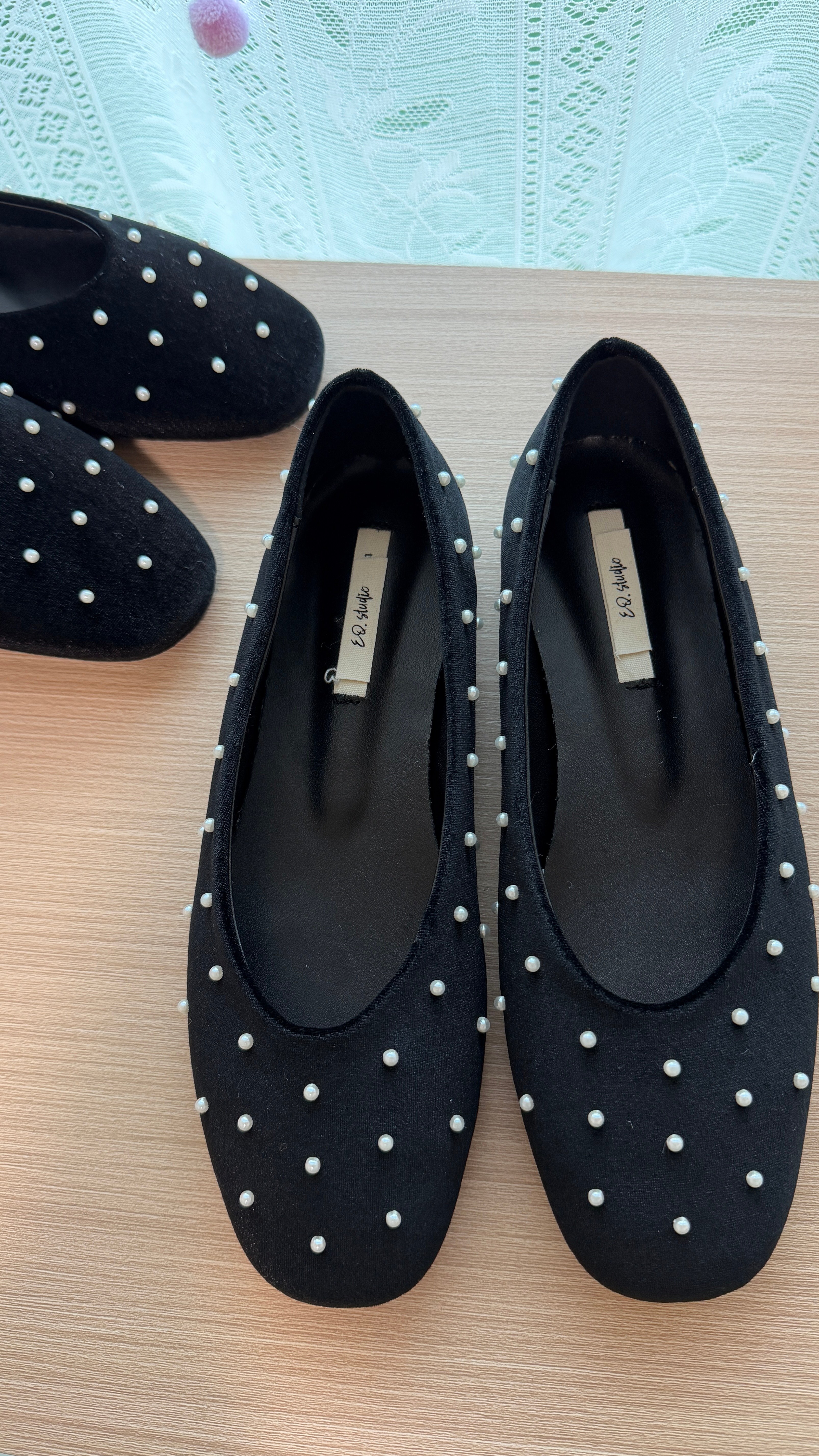 珍珠絲絨娃娃鞋