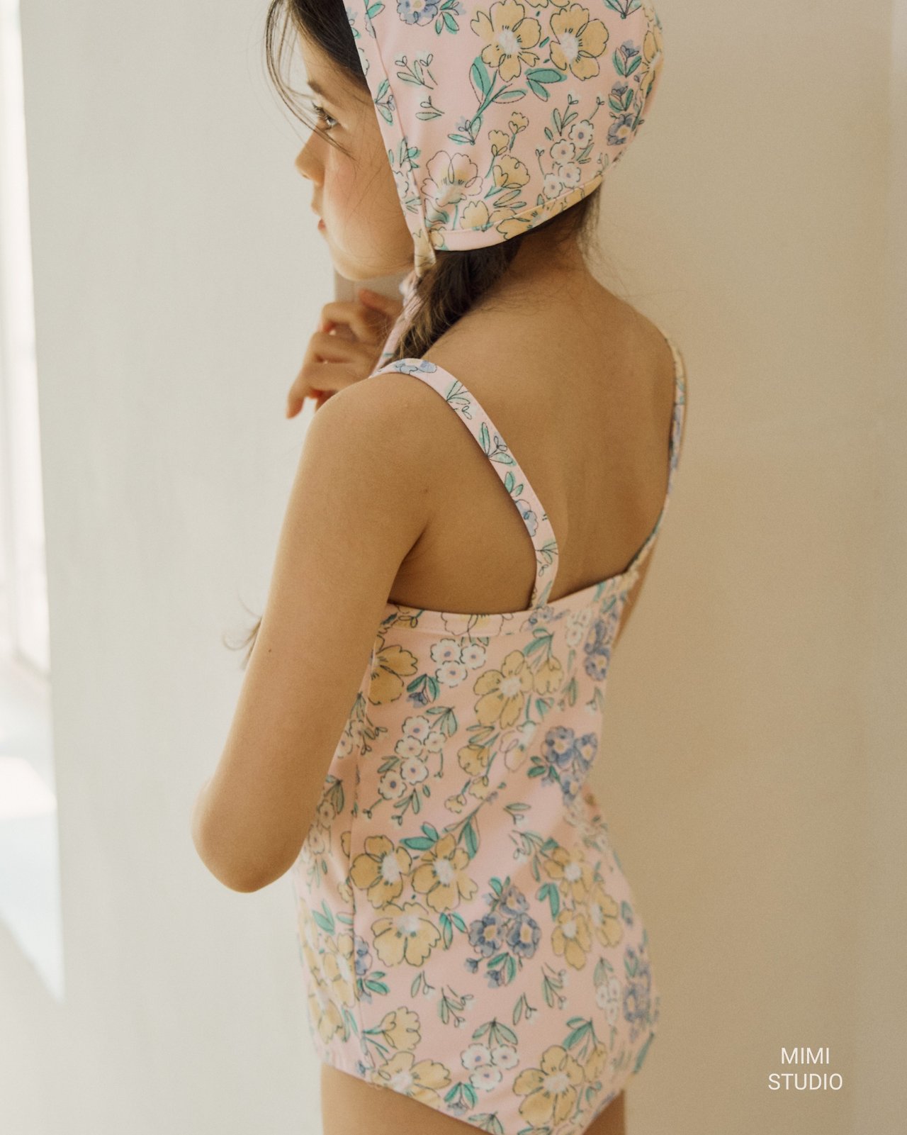 90-125ꕤˊˊ晨曦花園連衣泳裝(含帽)