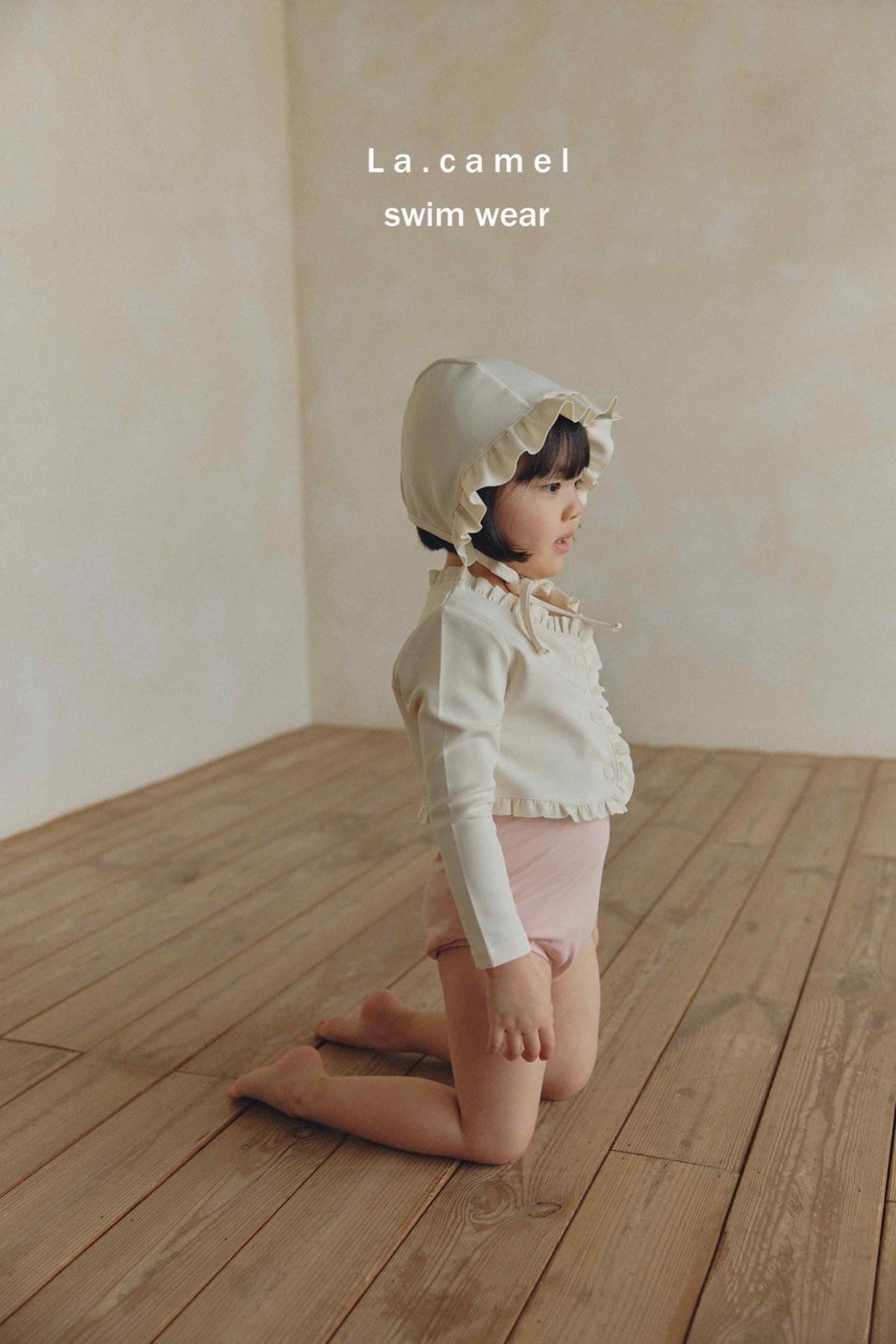 撞色連體泳裝/泳帽