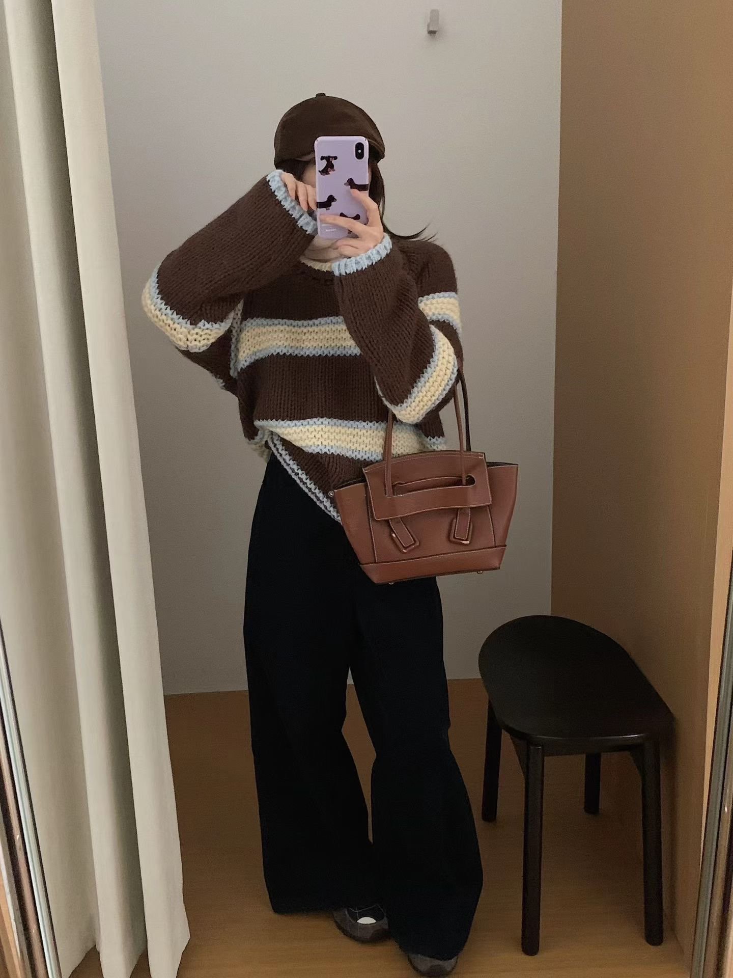 耐看撞色條紋針織