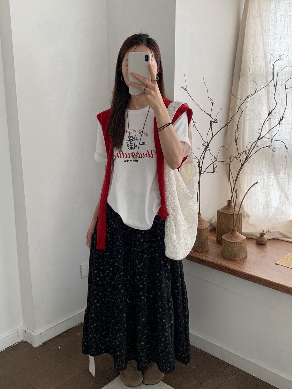可愛咖啡杯披肩tee上衣