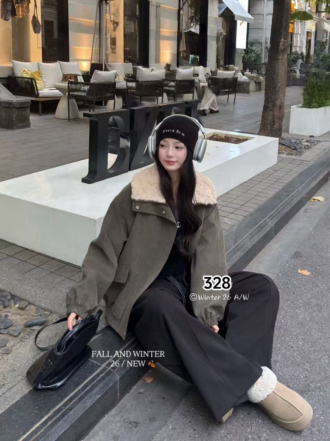 毛毛大翻領刷毛澎袖外套