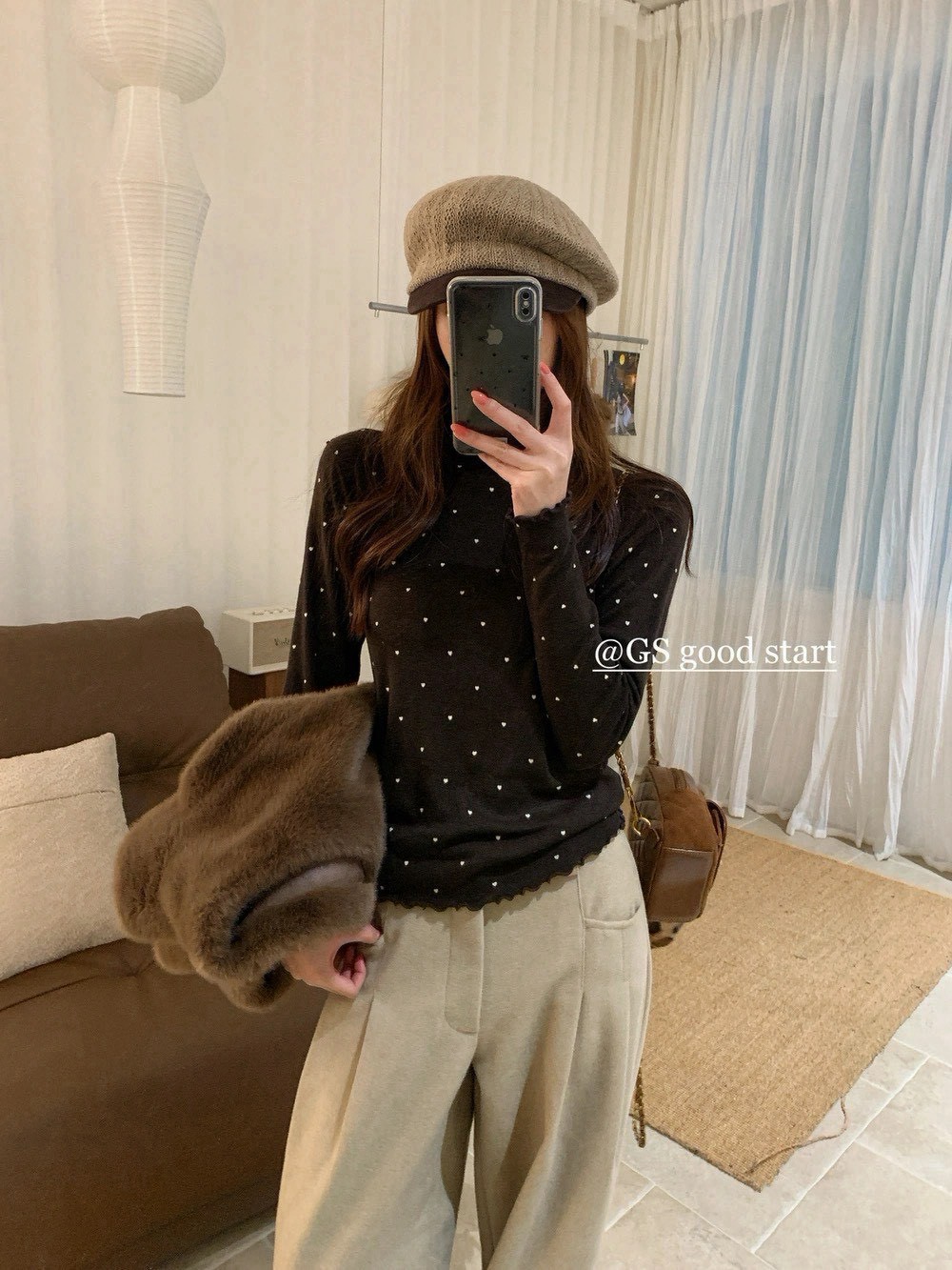 小愛心木耳邊立領上衣