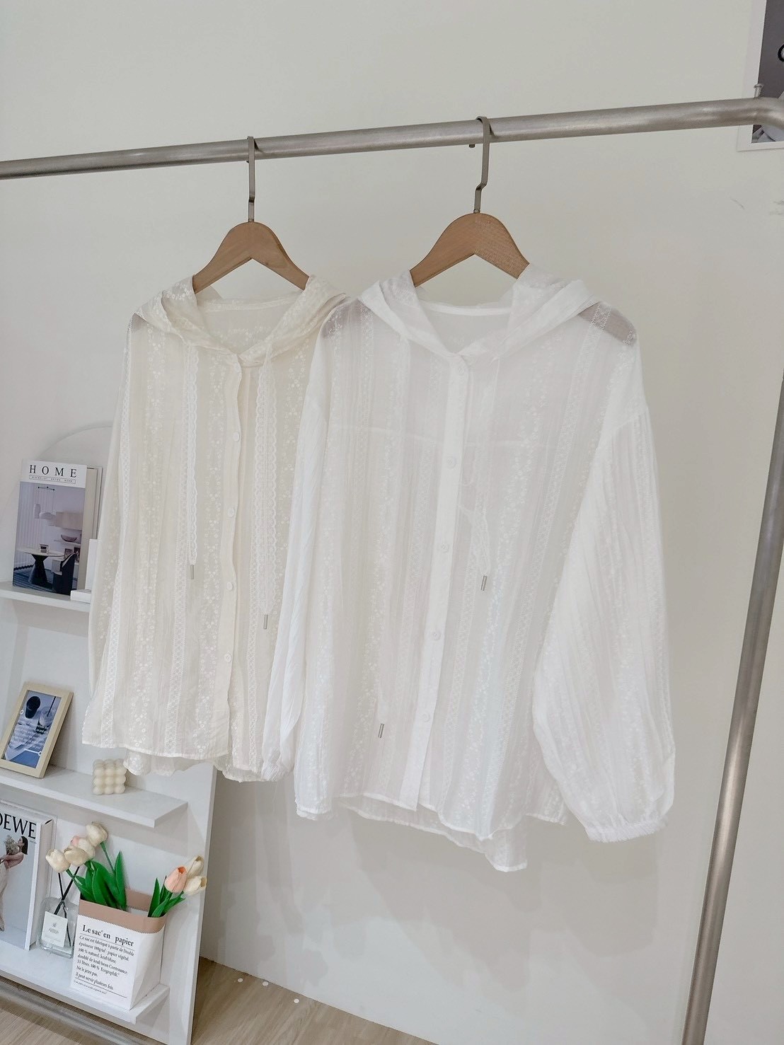 刺繡蕾絲開釦外套防曬襯衫