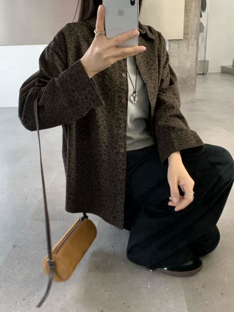 豹紋寬鬆襯衫
