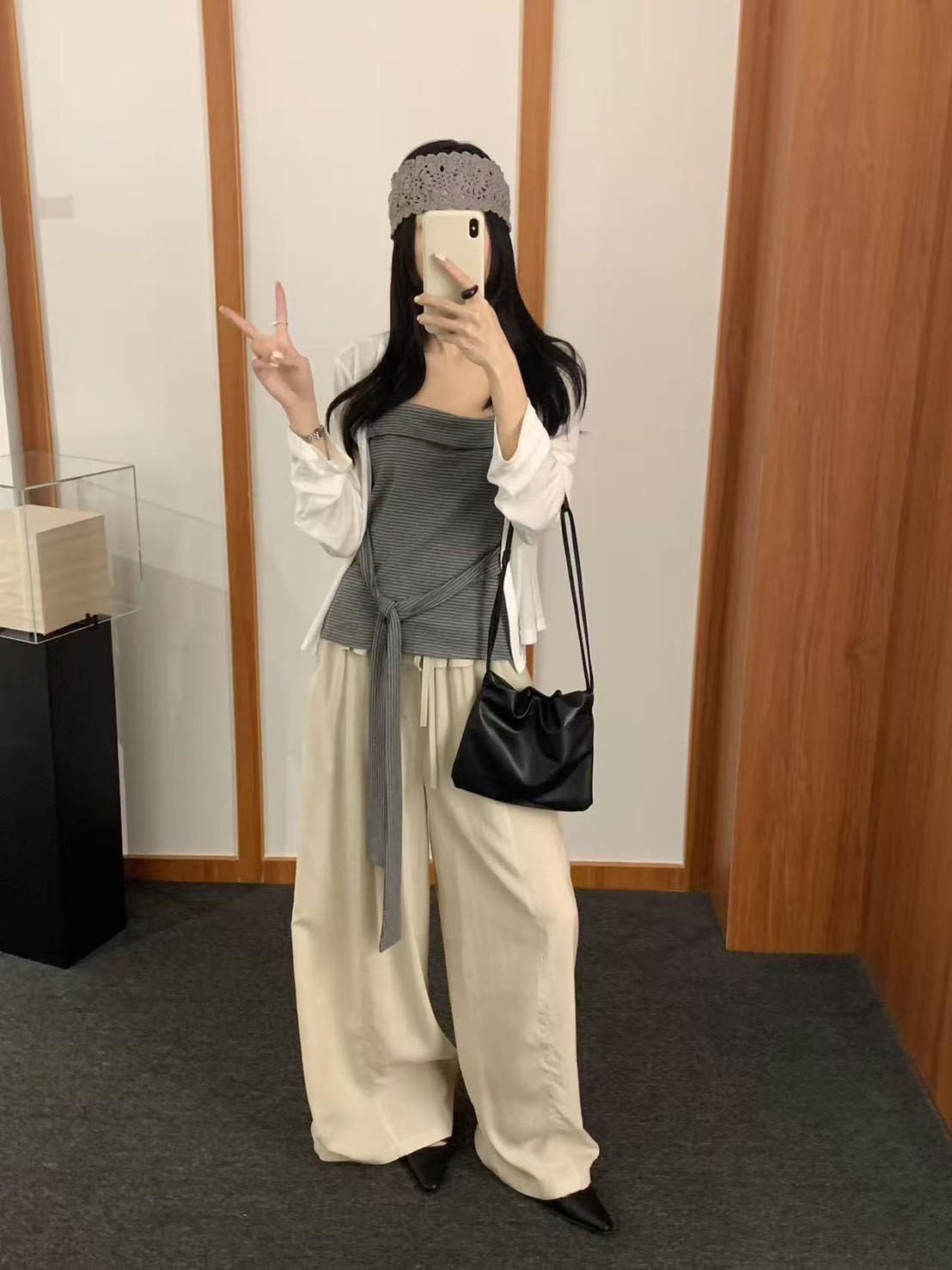 綁帶造型吊帶+外套兩件套