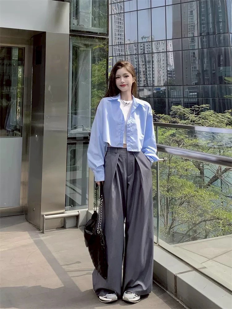 韓系鹽感短版襯衫