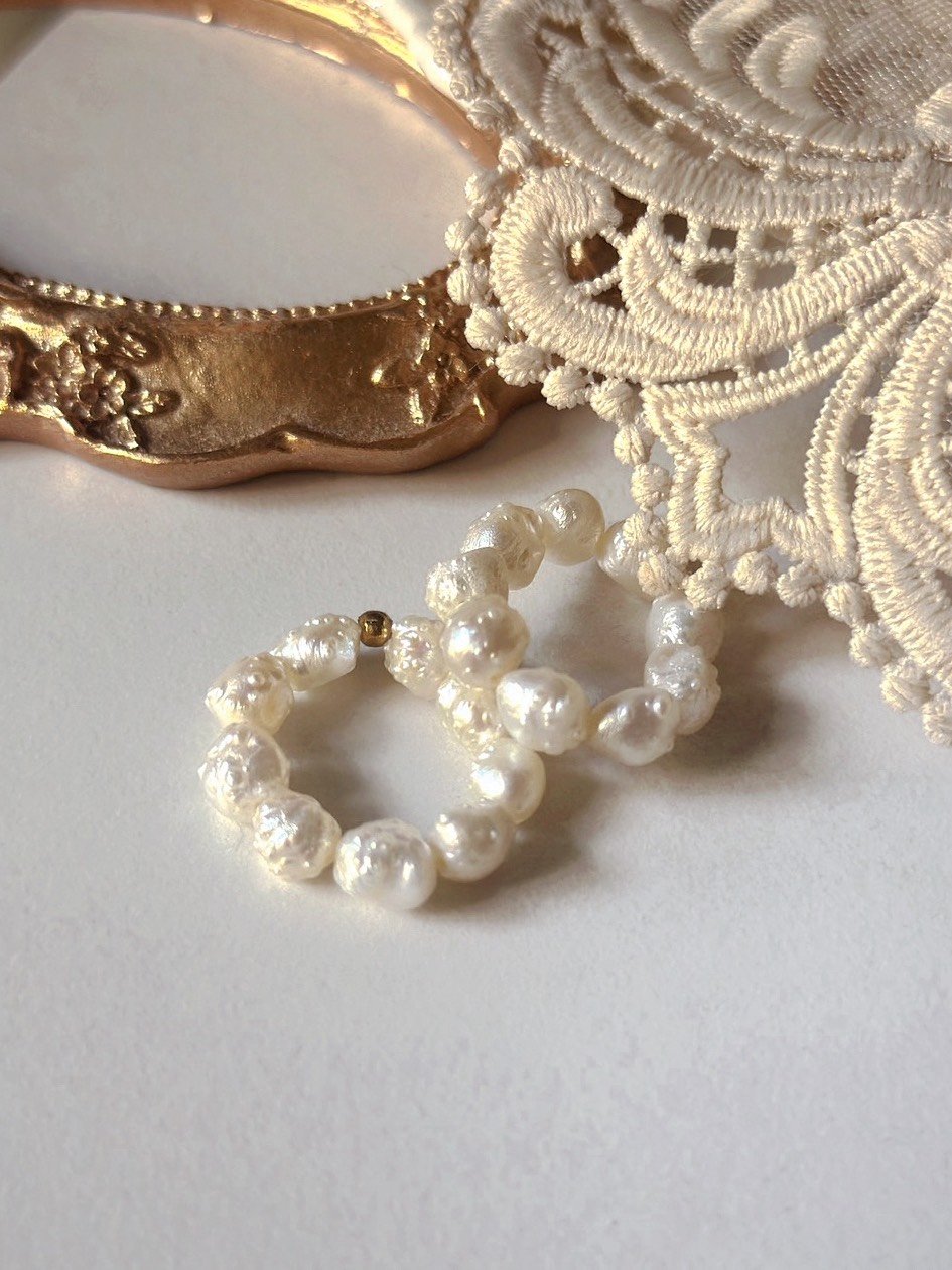 《玫瑰刺皮淡水珍珠戒》