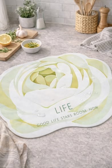 玫瑰花廚房檯面硅藻土軟墊