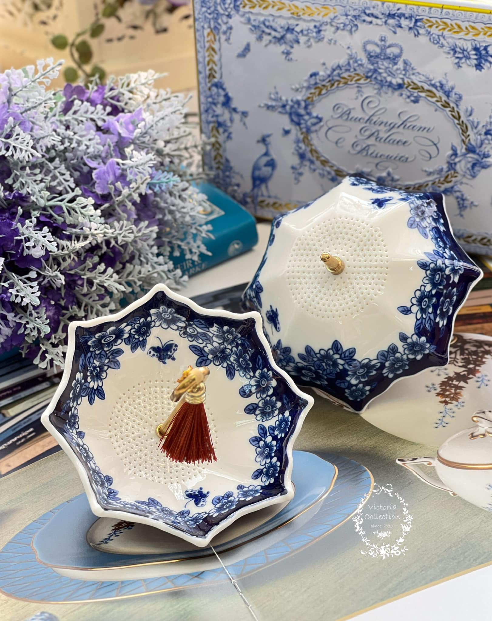 青花瓷雨傘濾茶器