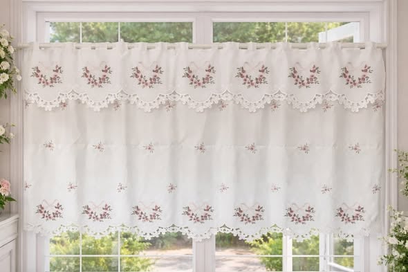 花卉緞帶蝴蝶結門簾