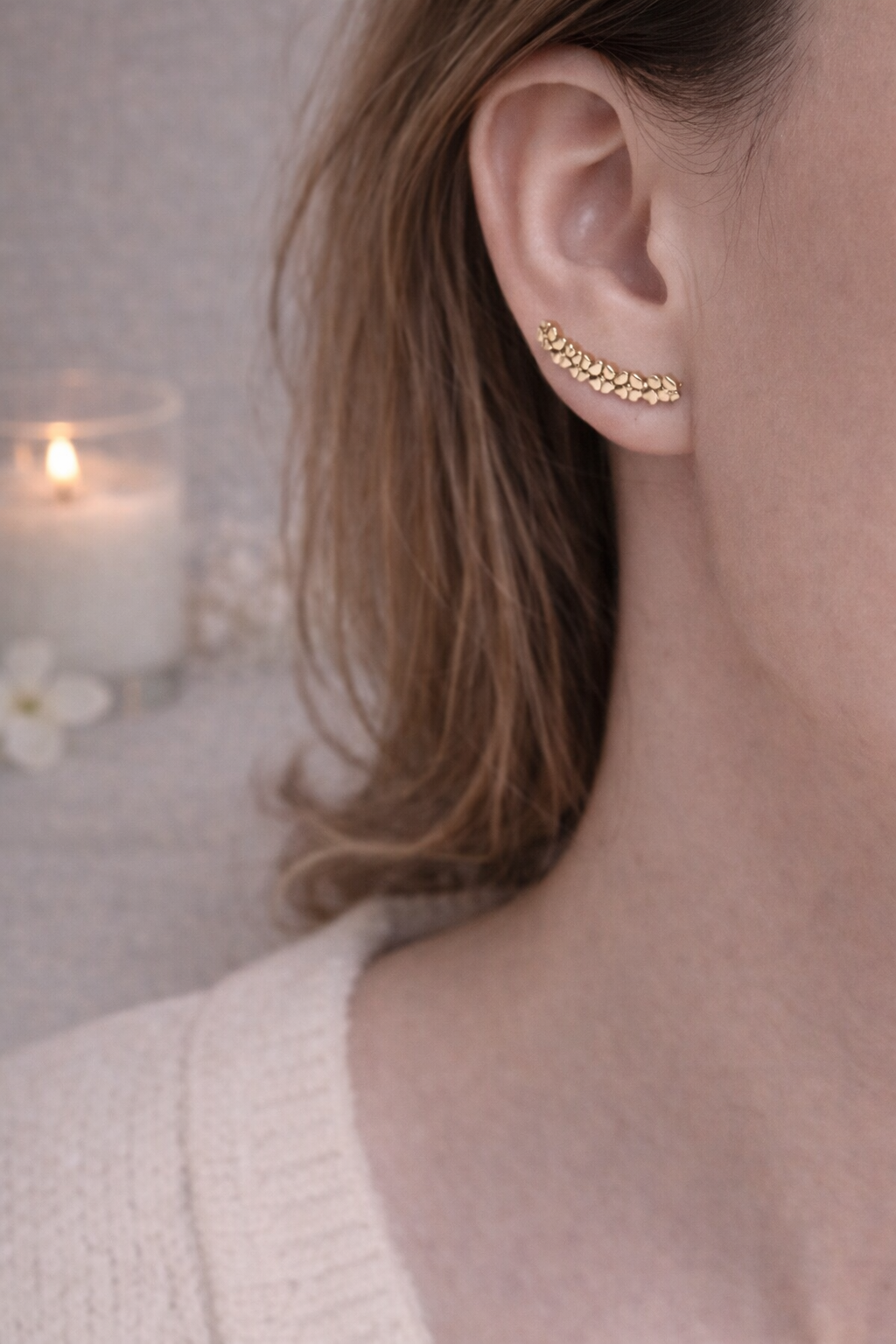 法式流光曲線耳環