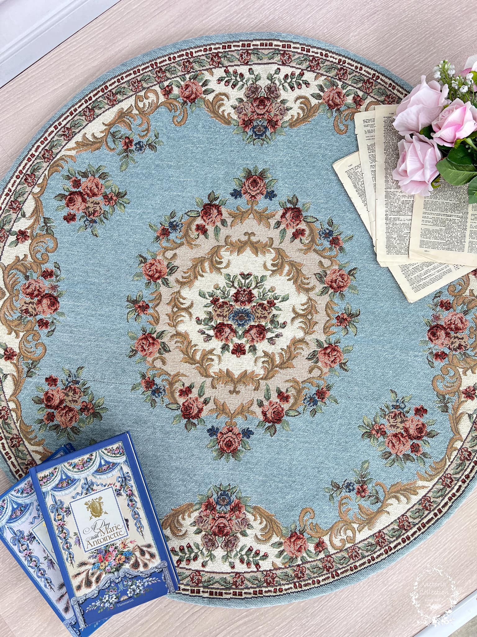 玫瑰圖騰圓形地墊 玫瑰圖騰圓形地墊