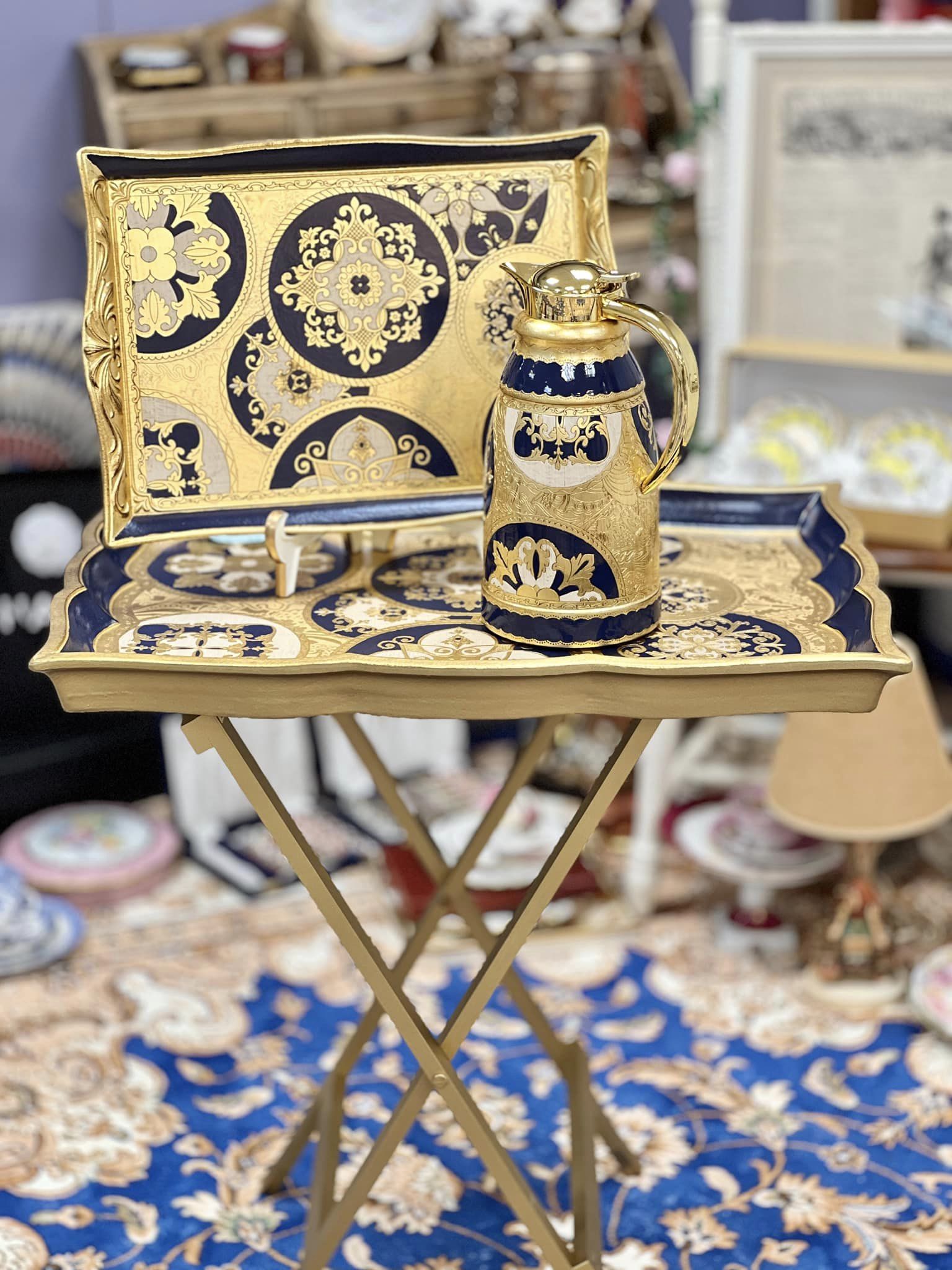 義大利佛羅倫斯手工深藍圖騰保溫壺