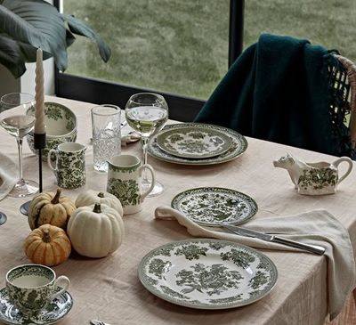 英國伯利亞洲綠玫瑰晚餐盤