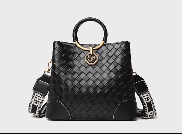 時尚托特編織手提包(附寬版肩背帶)