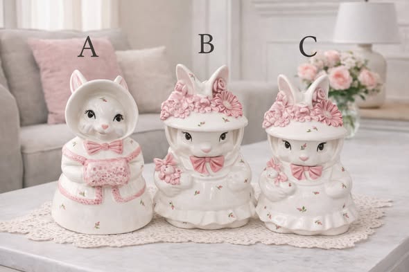 花帽兔小姐陶瓷擺飾