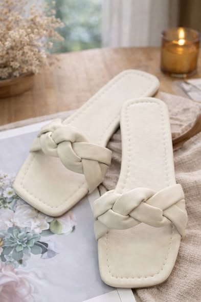 時尚皮革扭結涼鞋/拖鞋