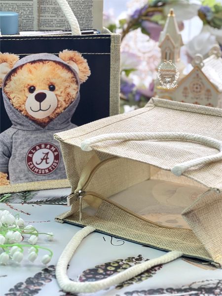 手繪小熊編織手提袋