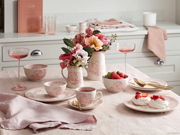 英國伯利亞洲粉玫瑰餐具系列