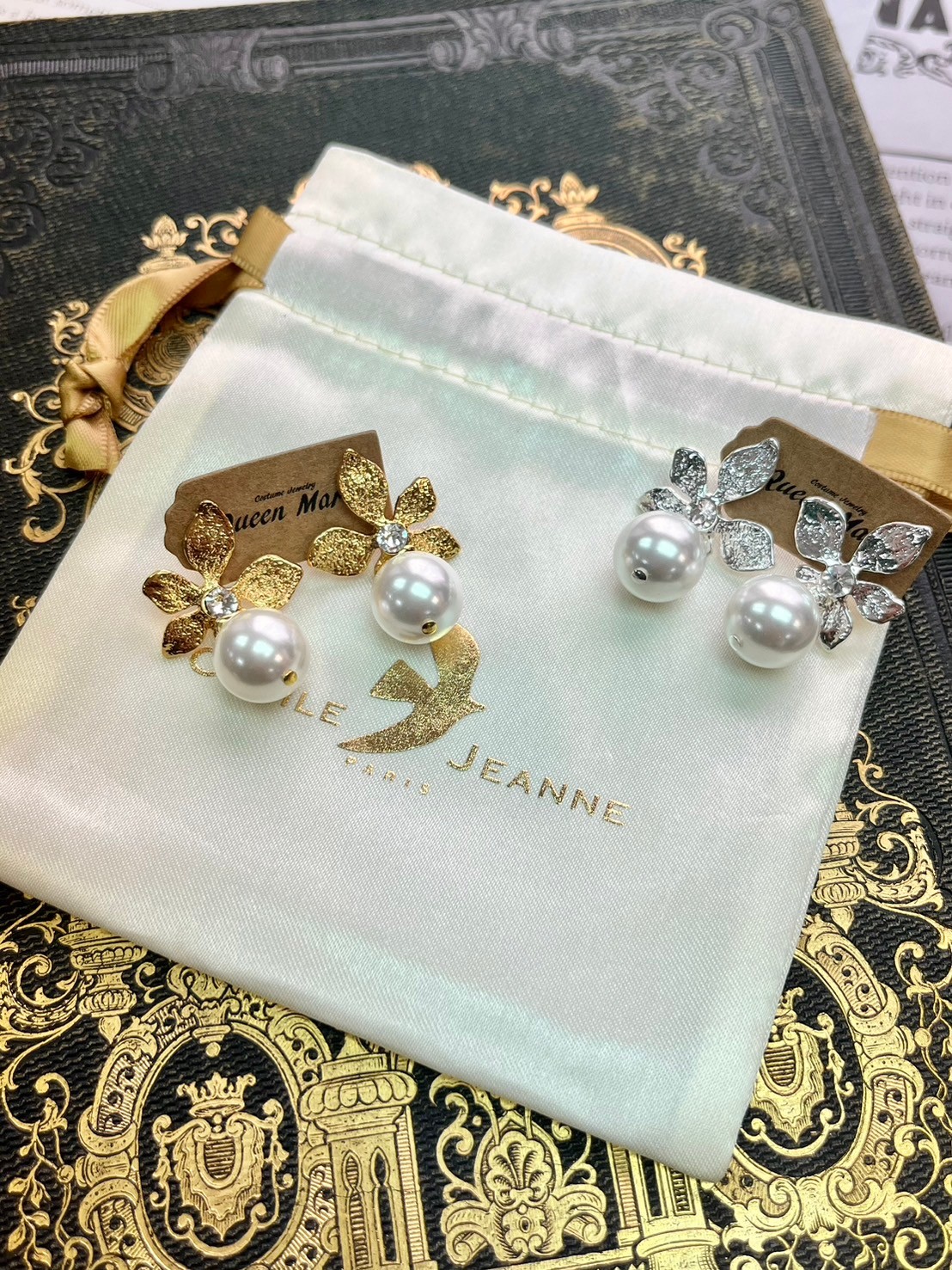 C&J 珍珠垂墜耳環