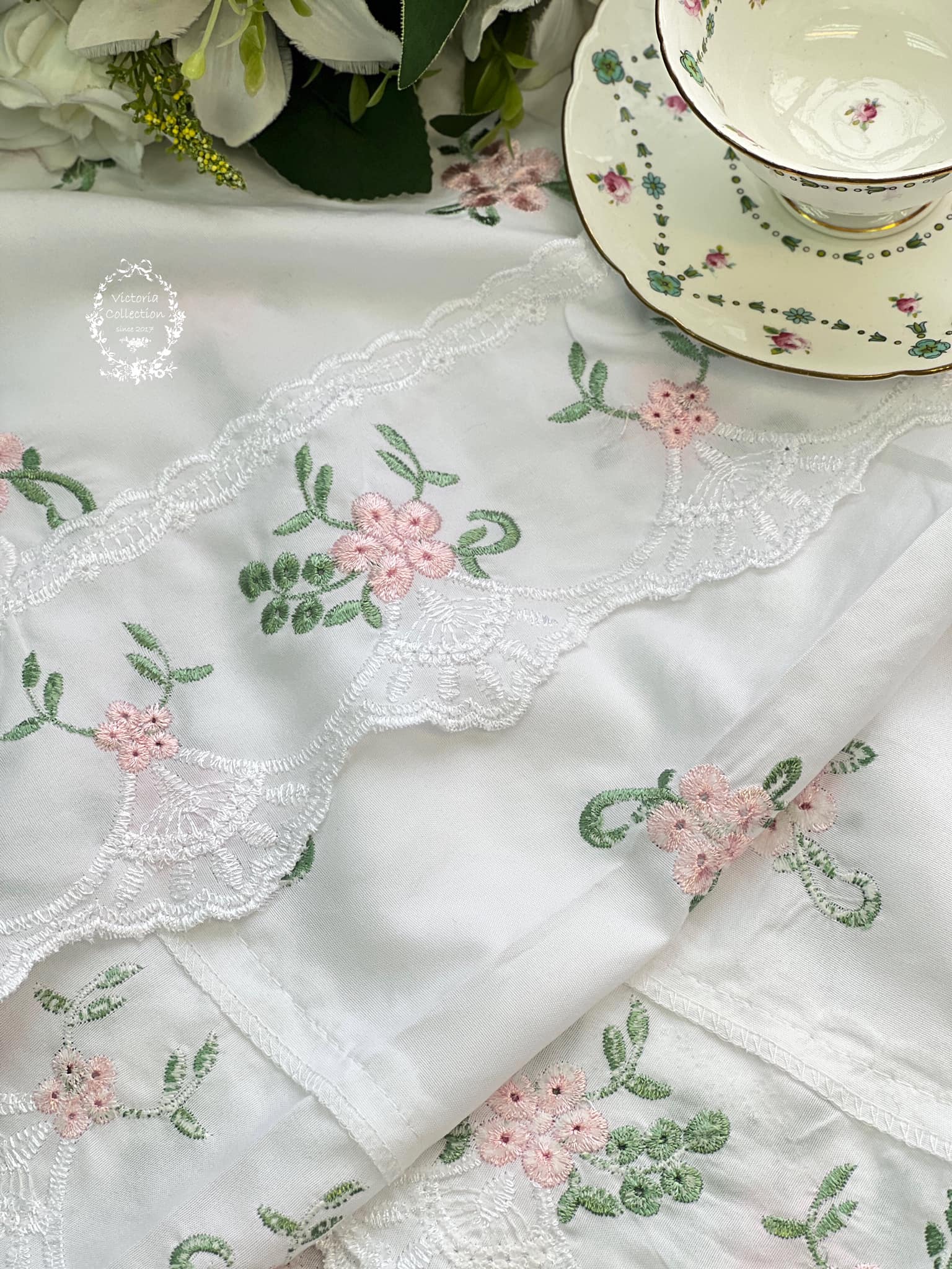 刺繡玫瑰蕾絲桌布