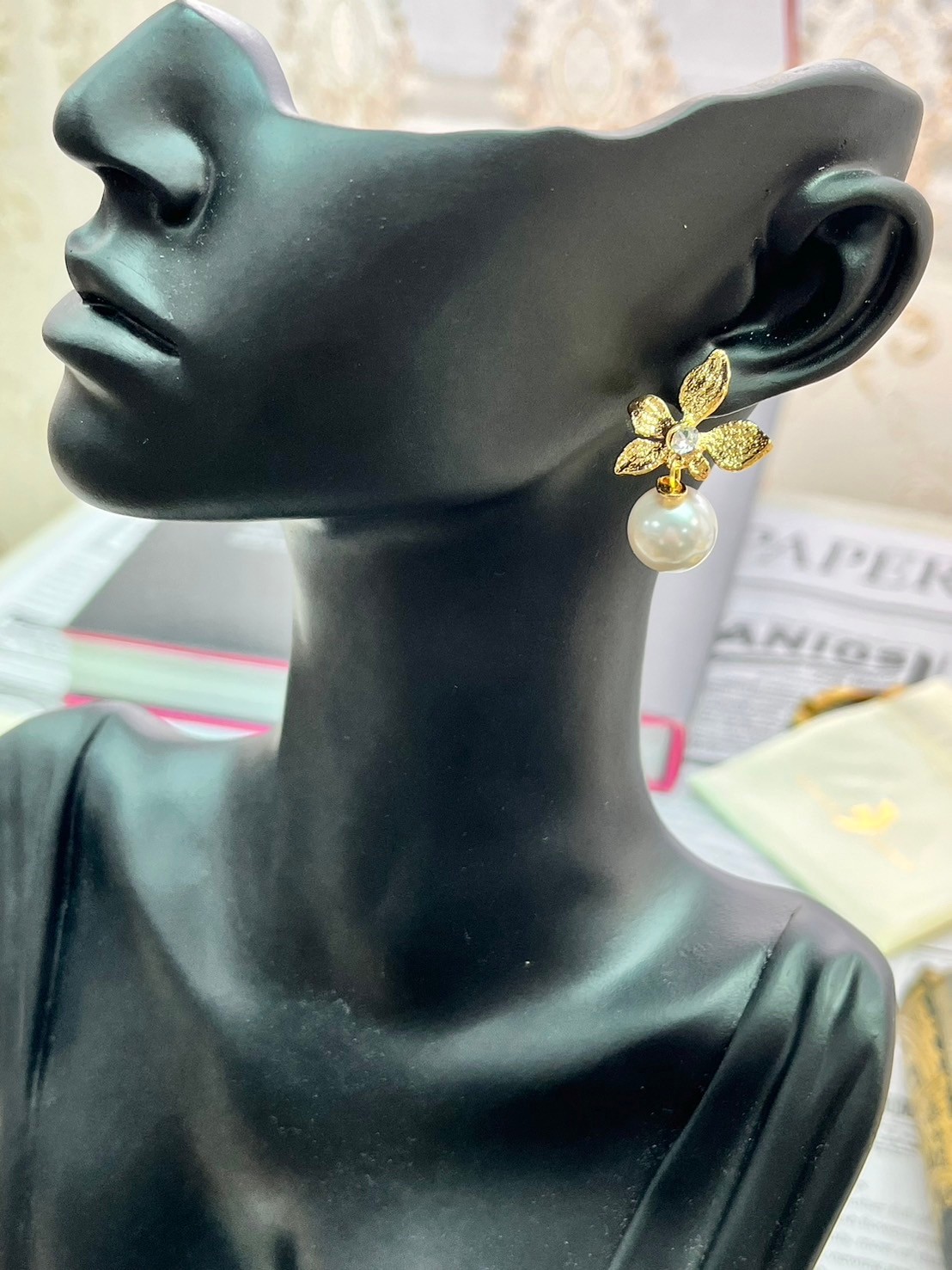 C&J 珍珠垂墜耳環