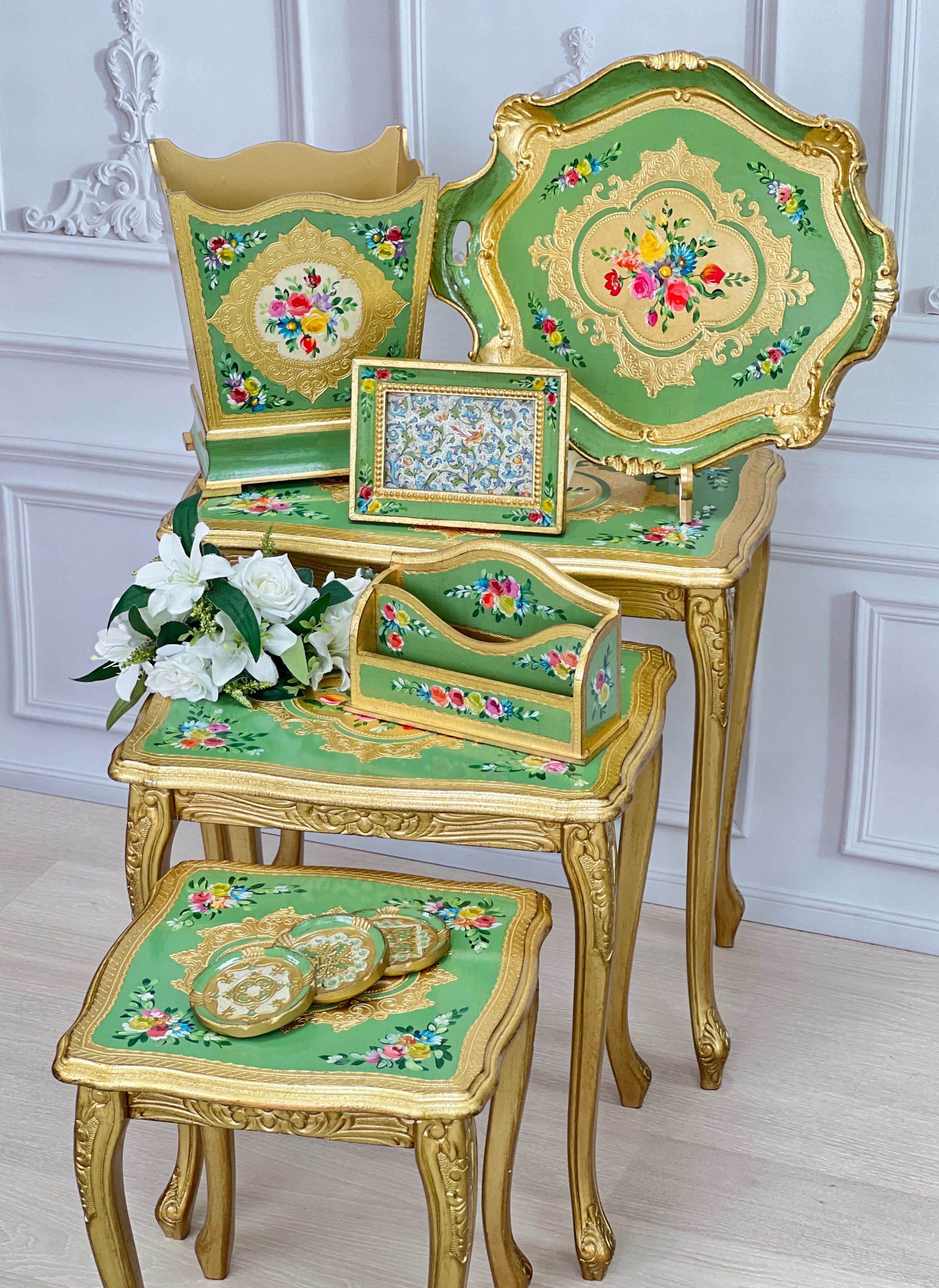 義大利佛羅倫斯手工復古平面三層桌