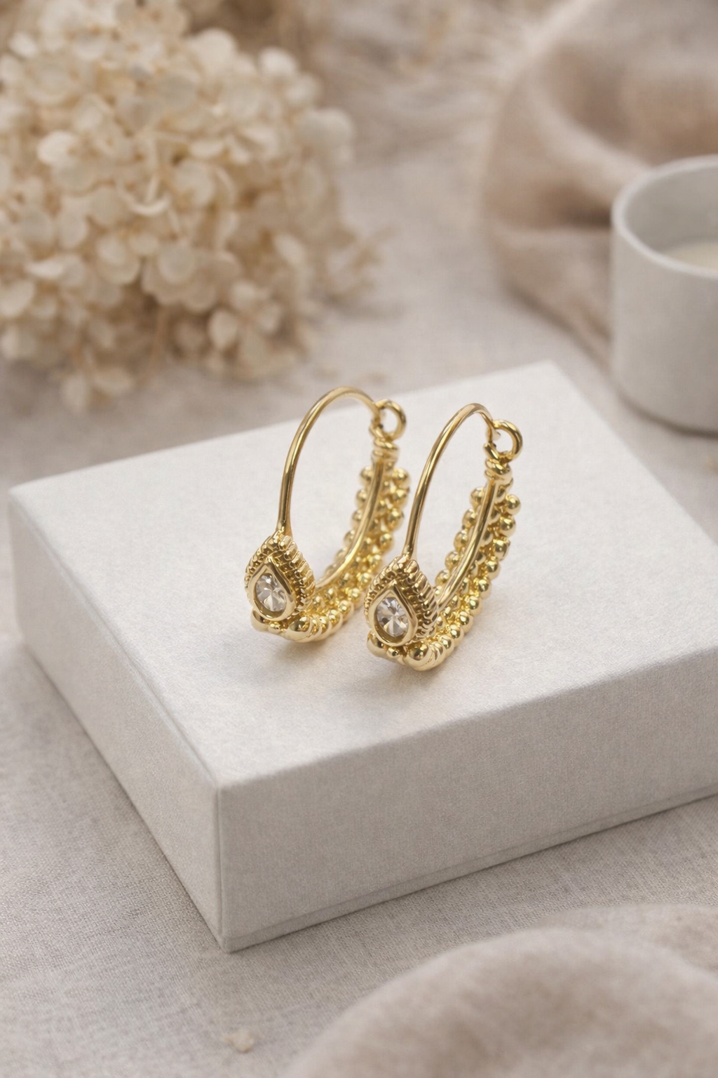 法式水滴金穗耳環