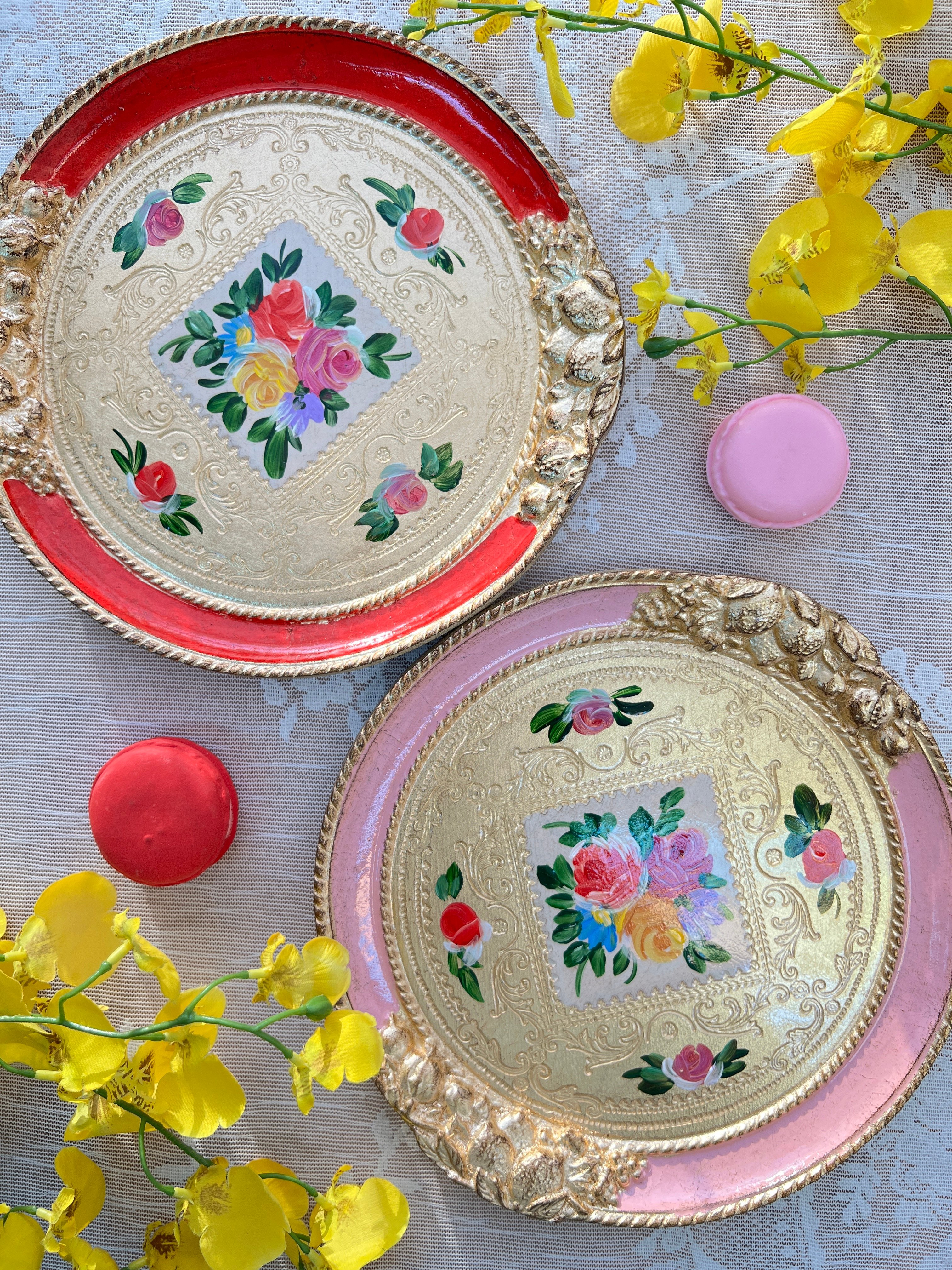 義大利佛羅倫斯手工水果圓形小茶盤