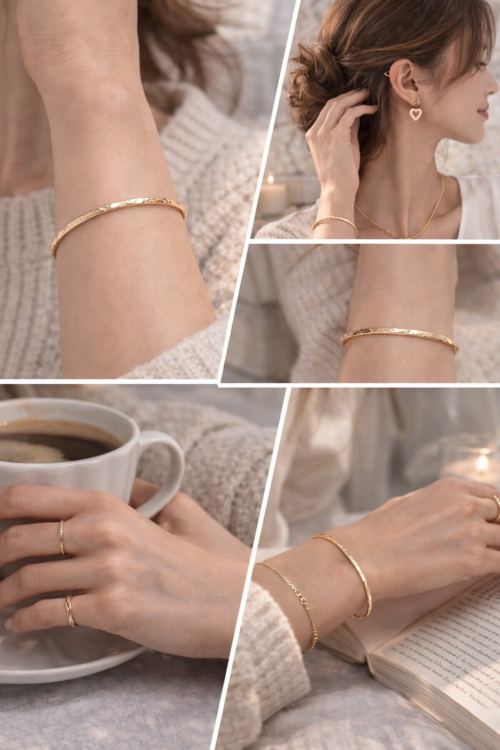 法式光影刻紋可調式手環