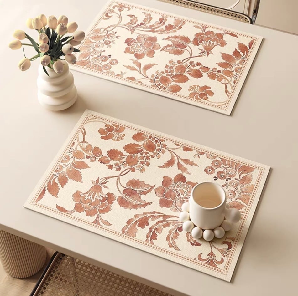 花卉皮革隔熱墊