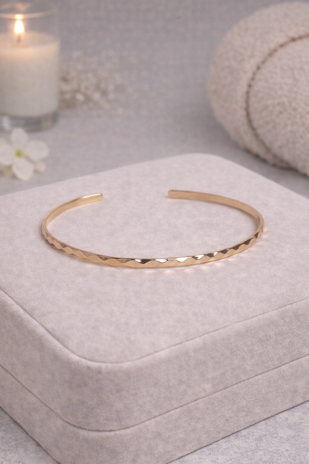 法式光影刻紋可調式手環