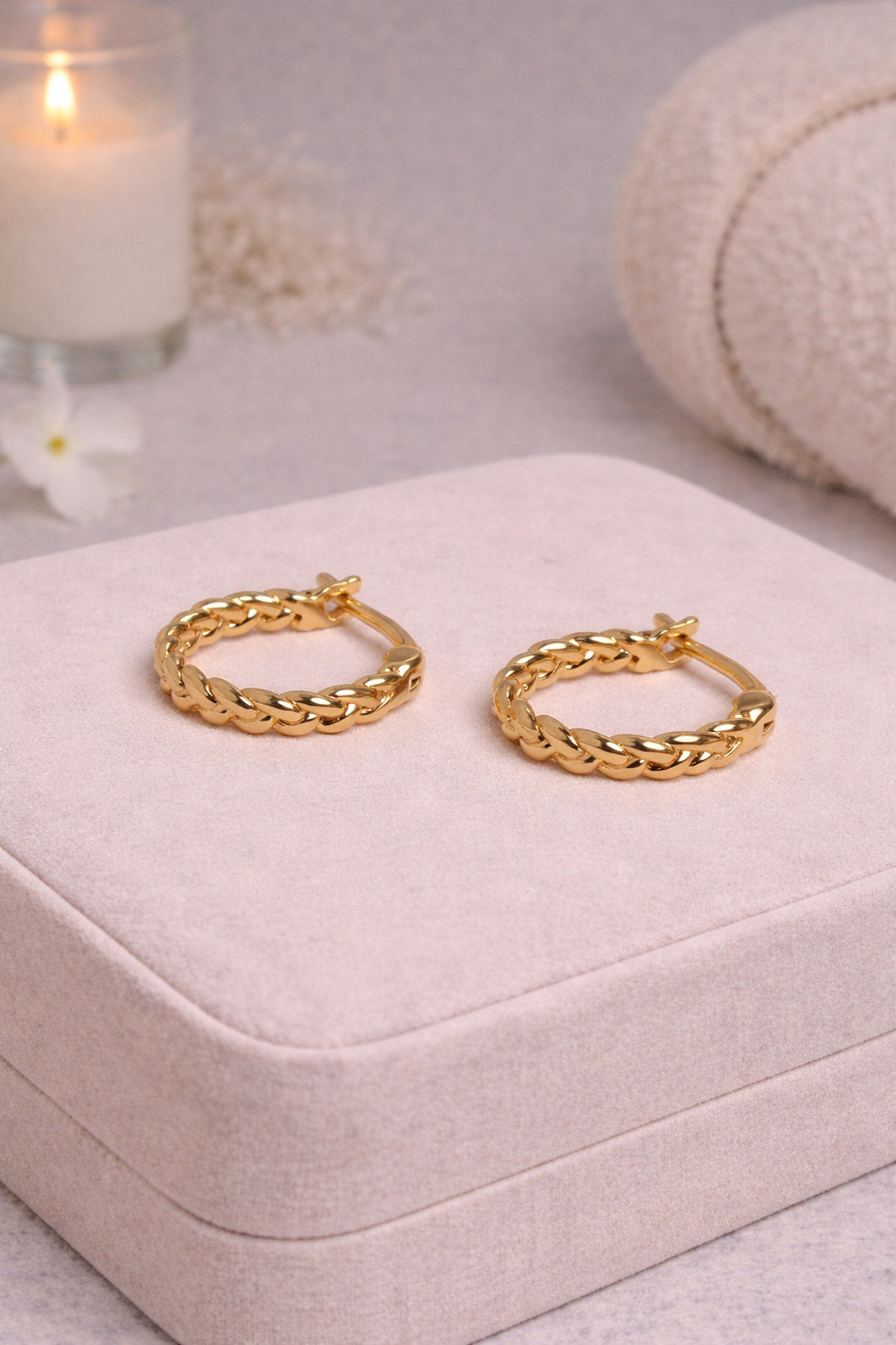 法式編織迷你耳環｜單只