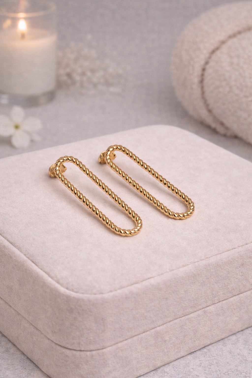 法式編織長鍊耳環