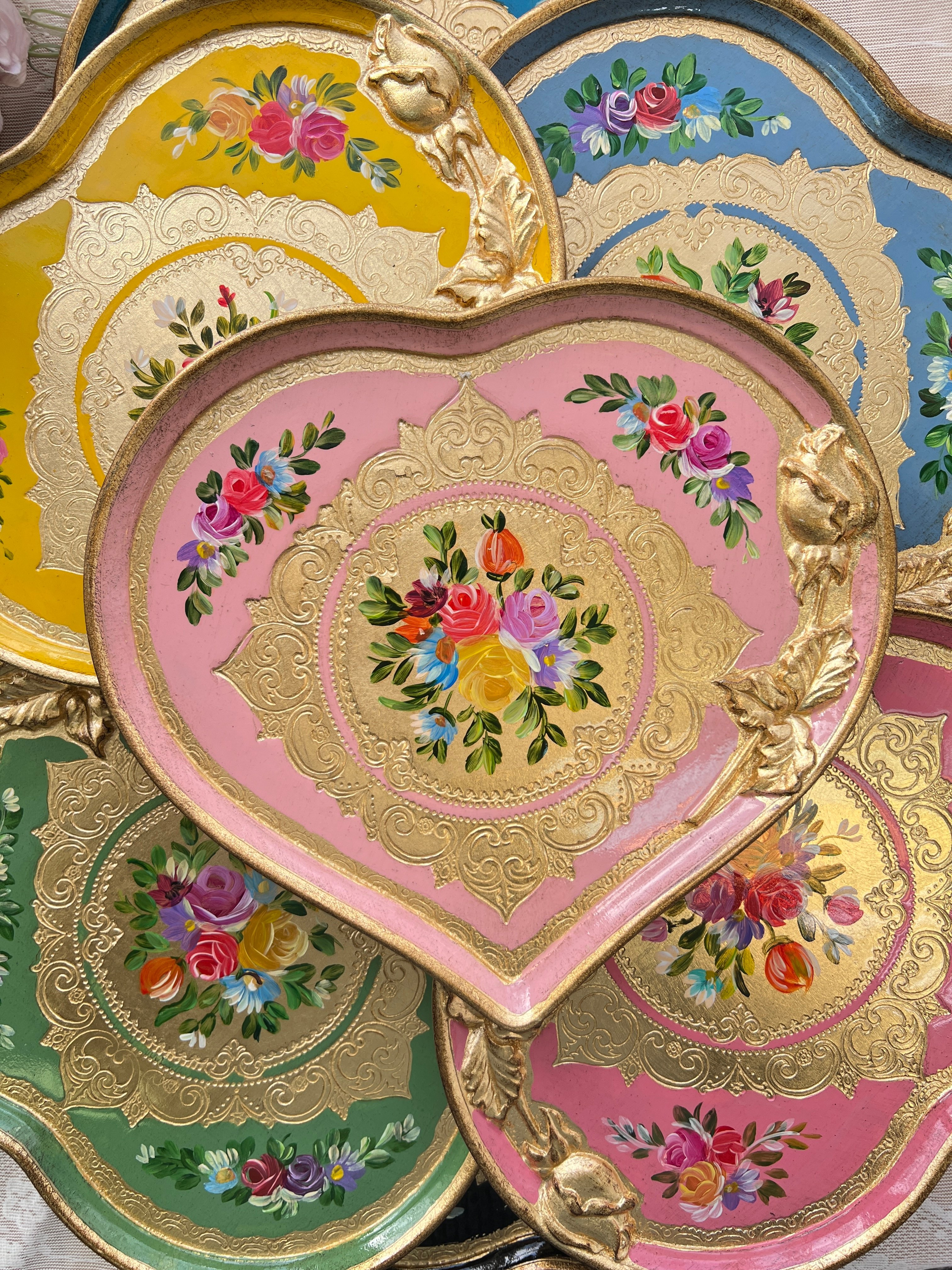 義大利佛羅倫斯手繪心型小茶盤