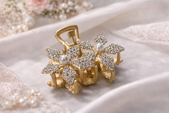 優雅金色花朵髮夾