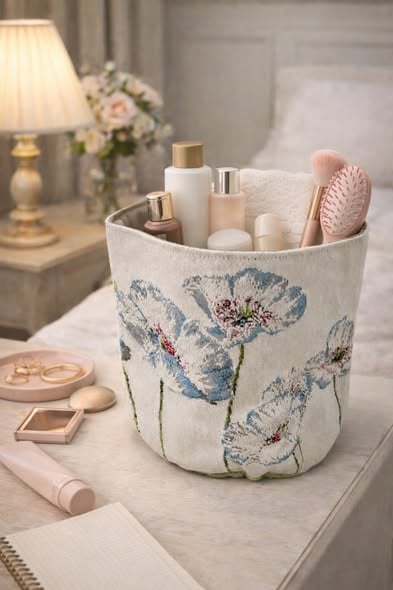 歐洲ADL刺繡圓筒收納籃