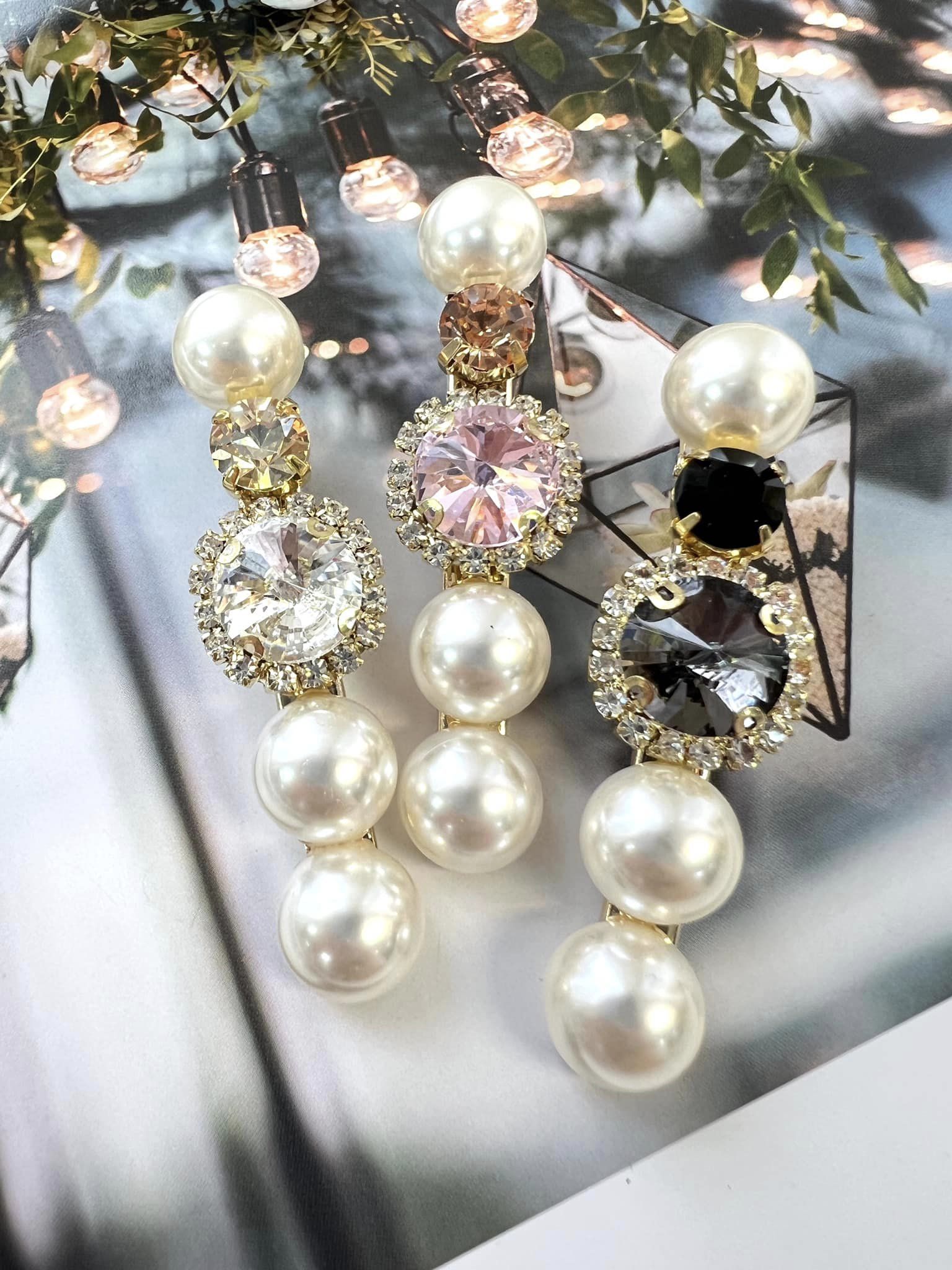 正韓飾品-大珍珠閃亮鋯石髮夾